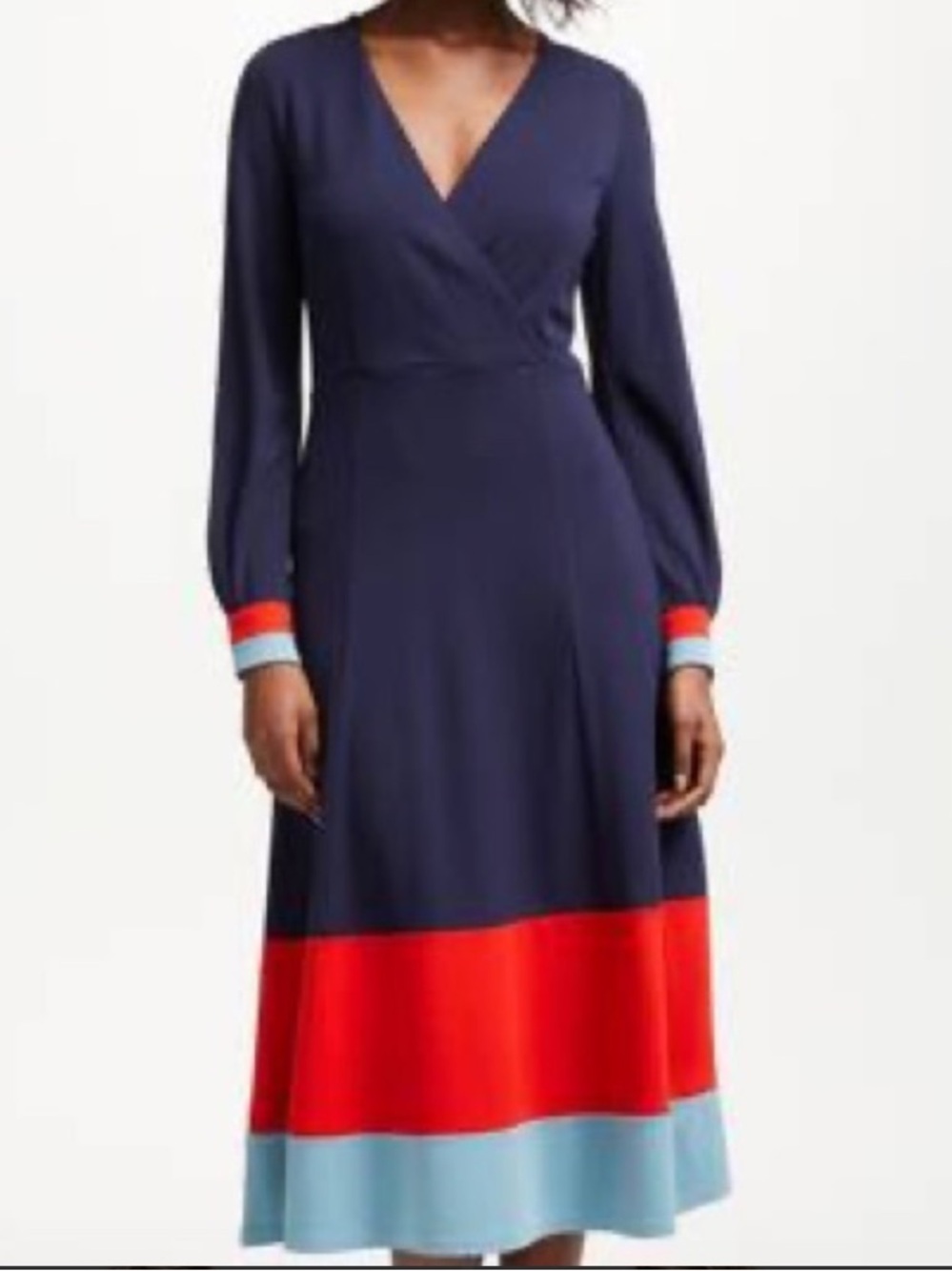 Boden Navy Dress with Red and Light Blue Bands